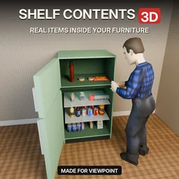 Shelf Contents 3D - Видимые предметы на полках, открывающаяся мебель и реалистичные хранилища для Project Zomboid