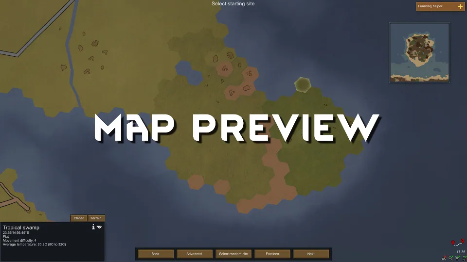 Map Preview - Preview Settlement Maps Before Landing in RimWorld