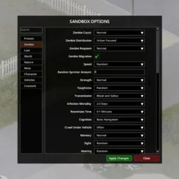 Sandbox Options - изменение настроек мира в Project Zomboid