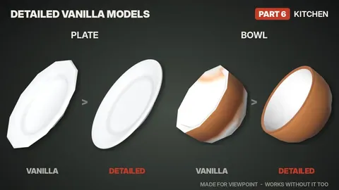 Detailed Vanilla Models - Kitchen: Реалистичные 3D-модели посуды и кухонных принадлежностей для Project Zomboid