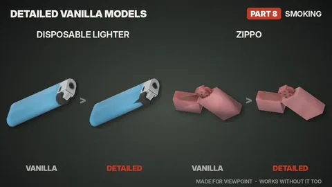 Detailed Vanilla Models - Smoking: Realistic 3D Cigarettes, Cigars and Lighters for Project Zomboid