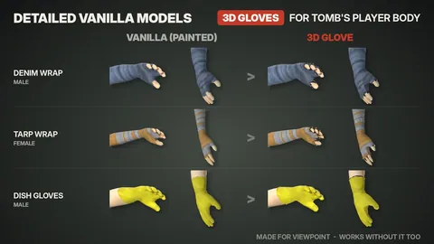 Detailed Vanilla Models - 3D Gloves: Реалистичные трёхмерные перчатки для Project Zomboid