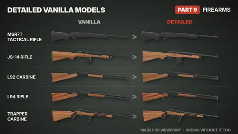 Detailed Vanilla Models - Firearms: 26 Enhanced 3D Guns and HD Textures for Project Zomboid