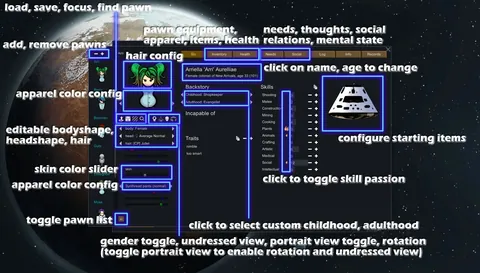 Character Editor - Pawn Customisation and In-Game Editing for RimWorld