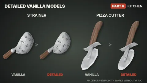 Detailed Vanilla Models - Kitchen: Реалистичные 3D-модели посуды и кухонных принадлежностей для Project Zomboid