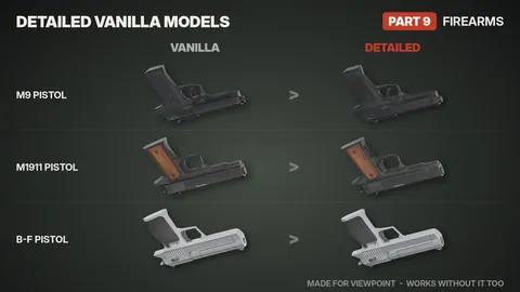 Detailed Vanilla Models - Firearms: 26 Enhanced 3D Guns and HD Textures for Project Zomboid