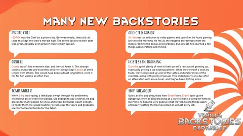 Vanilla Backstories Expanded - Более 150 новых предысторий для RimWorld