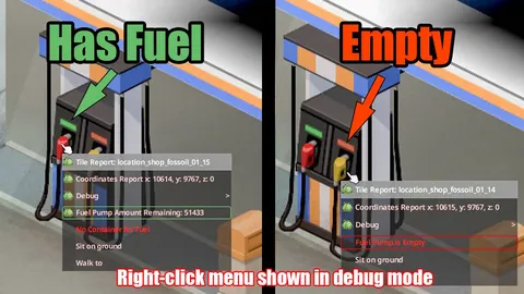 Gas Pump Indicator - Colored Fuel Indicators and Gas Station Improvements for Project Zomboid