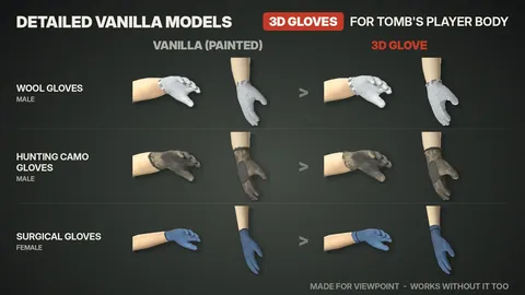 Detailed Vanilla Models - 3D Gloves: Реалистичные трёхмерные перчатки для Project Zomboid