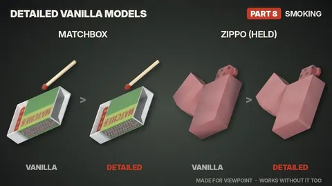 Detailed Vanilla Models - Smoking: Realistic 3D Cigarettes, Cigars and Lighters for Project Zomboid
