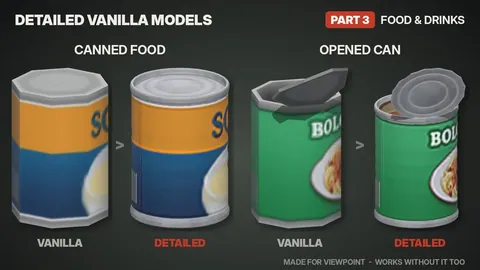 Detailed Vanilla Models - Food & Drinks: Реалистичные 3D-модели еды, напитков и продуктов для Project Zomboid