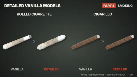 Detailed Vanilla Models - Smoking: Realistic 3D Cigarettes, Cigars and Lighters for Project Zomboid