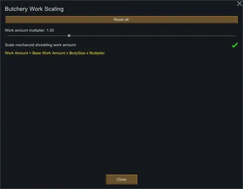 Butchering Time by Body Size for RimWorld