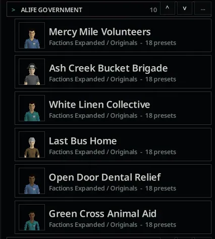 A-Life: Factions Expanded - 100 Survivor Factions and 1,776 NPC Presets for Project Zomboid