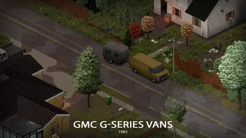 1983 GMC G-Series Vans - Настраиваемые фургоны и версия «Команды А» для Project Zomboid