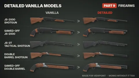 Detailed Vanilla Models - Firearms: 26 Enhanced 3D Guns and HD Textures for Project Zomboid