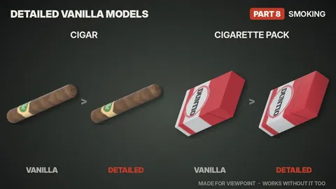 Detailed Vanilla Models - Smoking: Realistic 3D Cigarettes, Cigars and Lighters for Project Zomboid