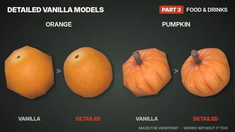 Detailed Vanilla Models - Food & Drinks: Реалистичные 3D-модели еды, напитков и продуктов для Project Zomboid