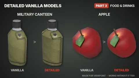 Detailed Vanilla Models - Food & Drinks: Реалистичные 3D-модели еды, напитков и продуктов для Project Zomboid