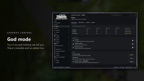 Sandbox Control - Чит-меню и творческий режим для Project Zomboid