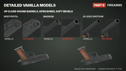 Detailed Vanilla Models - Firearms: 26 Enhanced 3D Guns and HD Textures for Project Zomboid