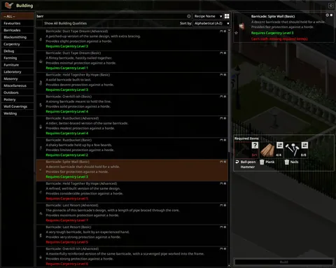 Barricades Rebuilt - Улучшаемые баррикады для Project Zomboid Build 42