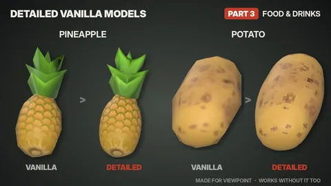 Detailed Vanilla Models - Food & Drinks: Реалистичные 3D-модели еды, напитков и продуктов для Project Zomboid