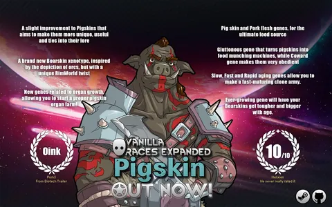 Vanilla Races Expanded - Pigskin - Регенерация органов и воины Boarskin для RimWorld