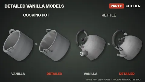Detailed Vanilla Models - Kitchen: Реалистичные 3D-модели посуды и кухонных принадлежностей для Project Zomboid