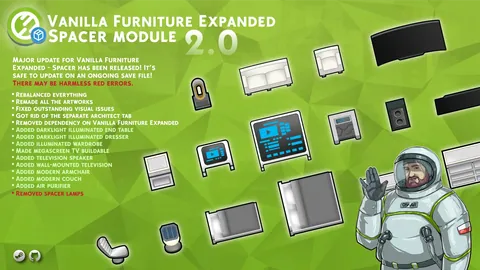 Vanilla Furniture Expanded - Spacer 2 - футуристическая мебель для RimWorld