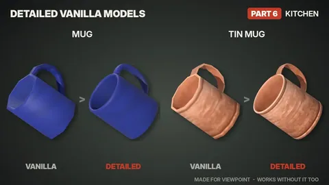 Detailed Vanilla Models - Kitchen: Реалистичные 3D-модели посуды и кухонных принадлежностей для Project Zomboid