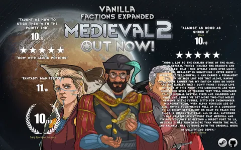 Vanilla Factions Expanded - Medieval 2 - Средневековые фракции, замки и оружие для RimWorld