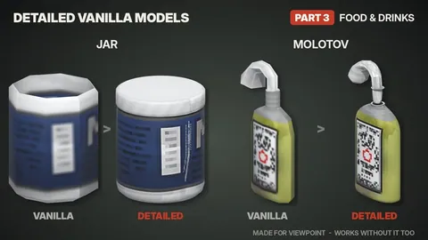 Detailed Vanilla Models - Food & Drinks: Реалистичные 3D-модели еды, напитков и продуктов для Project Zomboid