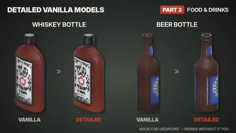 Detailed Vanilla Models - Food & Drinks: Реалистичные 3D-модели еды, напитков и продуктов для Project Zomboid