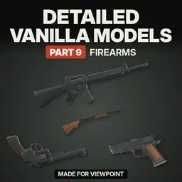 Detailed Vanilla Models - Firearms: 26 улучшенных 3D-моделей огнестрельного оружия и HD-текстуры для Project Zomboid