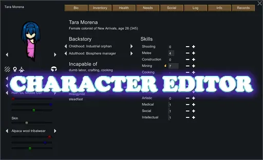 Character Editor - Создание и редактирование персонажей в RimWorld